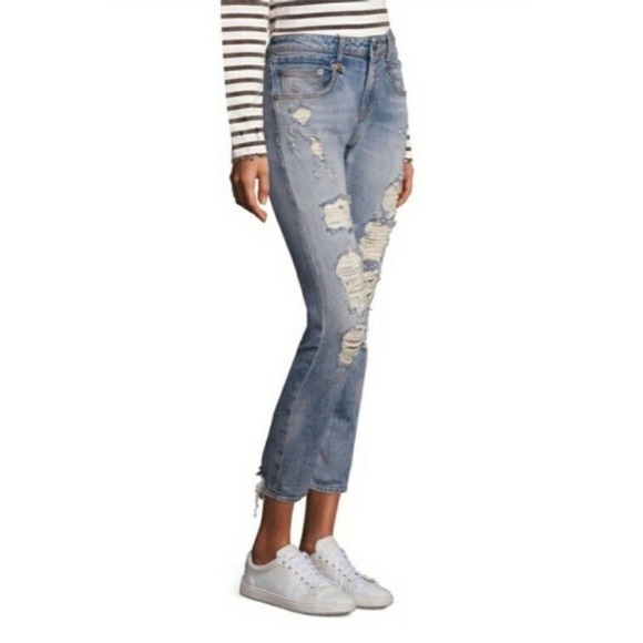 R13 Jeans Boy Skinny In Cromwell Sz 24 Distressed Made In Italy (N - Picture 1 of 11